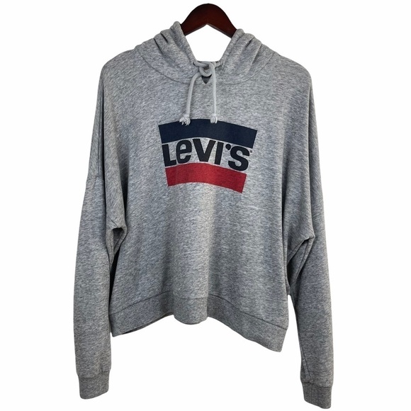 𝅺Levi’s Women’s Crop Boxy Fit LOGO Hoodie Sweatshirt Size XL - Picture 2 of 9